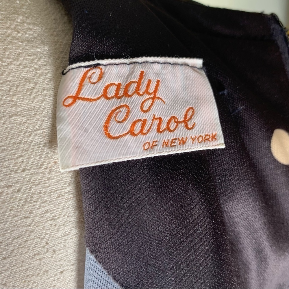 Lady Carol vintage retro brown tan short sleeve sheath dress M - Picture 8 of 9